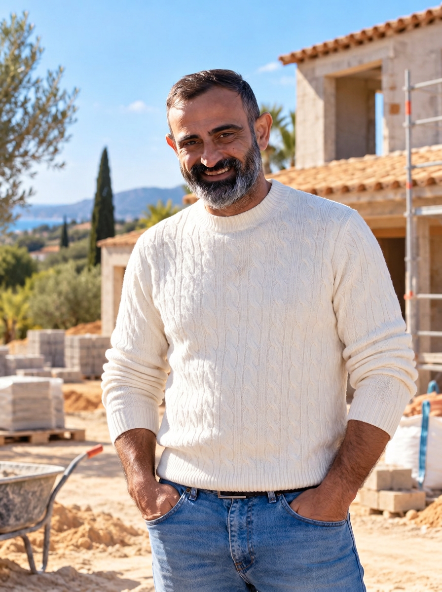 Dursun Balkan, fondateur et dirigeant de l’entreprise, souriant sur un chantier de rénovation en Provence