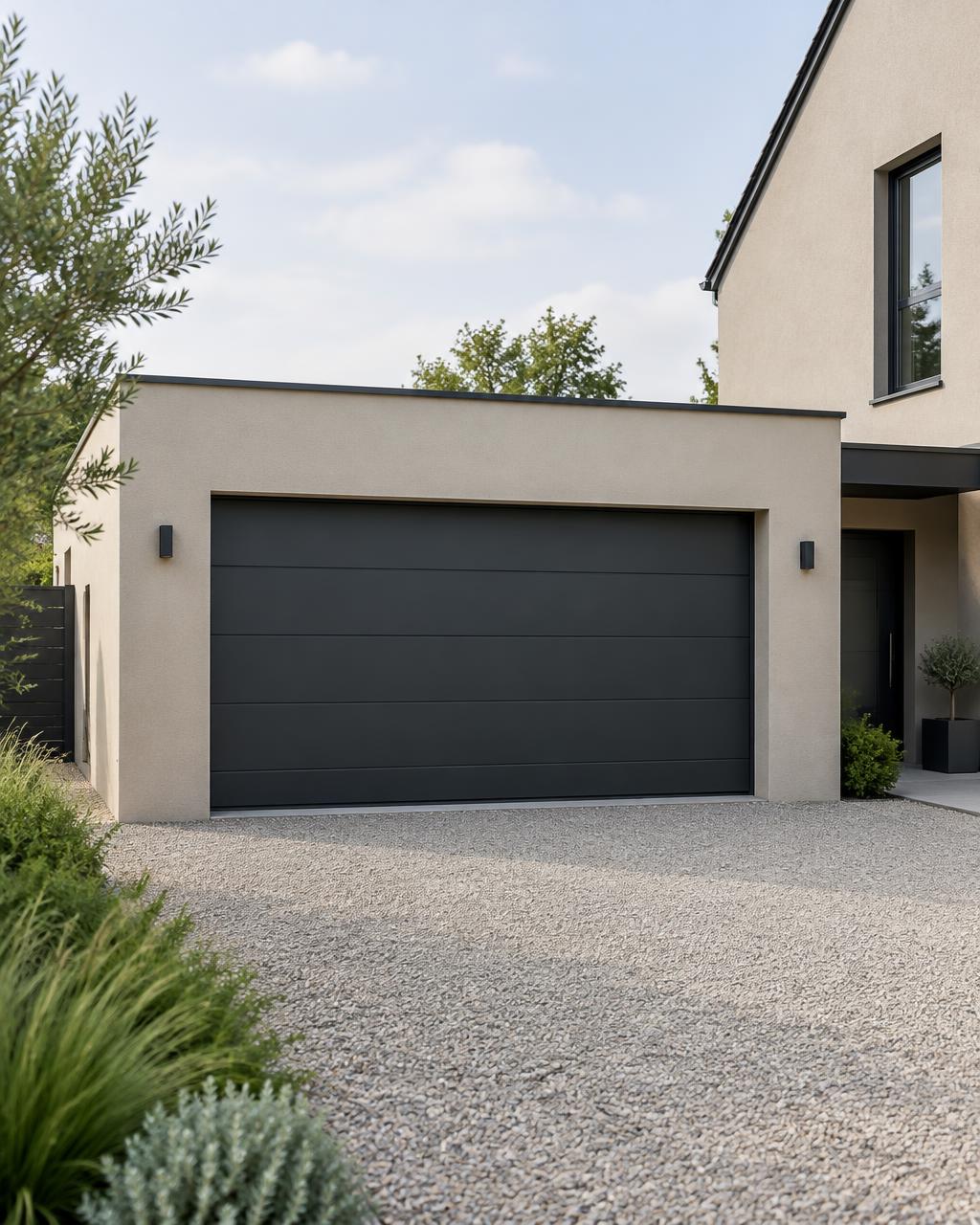 Garage contemporain accolé à une maison