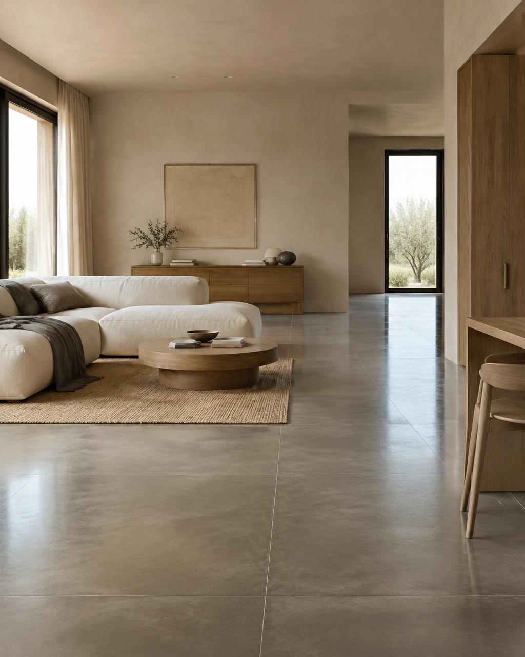 Intérieur contemporain aux tons naturels